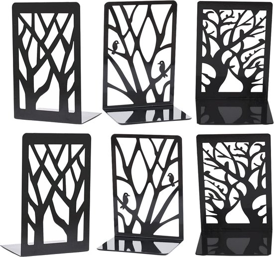 BOTC Boekensteun - Set van 6 - Metalen Boekenstandaard - Boekenhouder - Boeksteun - Book Holder - Zwart