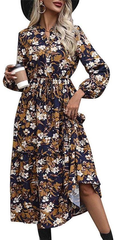 Gebloemde Jurk Zomerjurkjes Lange Mouw Lange Jurk Gebloemde