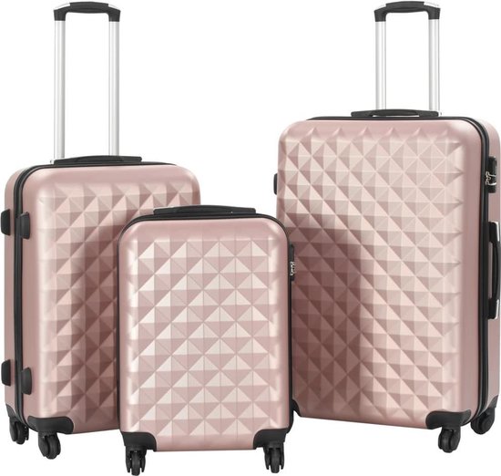 vidaXL - 3-delige - Harde - kofferset - ABS - roségoud