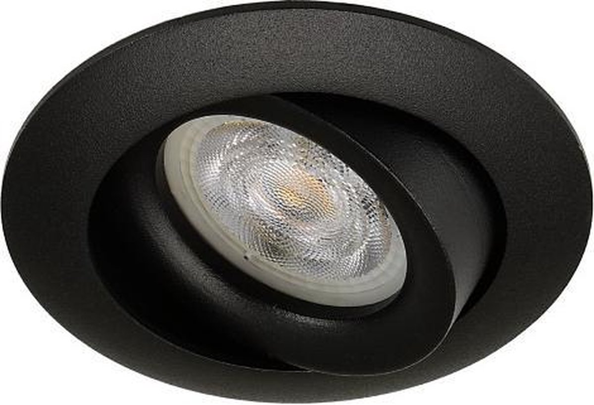 LED inbouwspot Mees -Rond Zwart -Extra Warm Wit -Dimbaar -4W -Philips LED