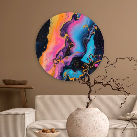 WallCircle® Cercle mural 60x60 cm - Cercle mural Moderne - Marbre - Oranje - Décoration murale salon - Décoration murale chambre - Accessoires de décoration de chambre - Tableaux ronds