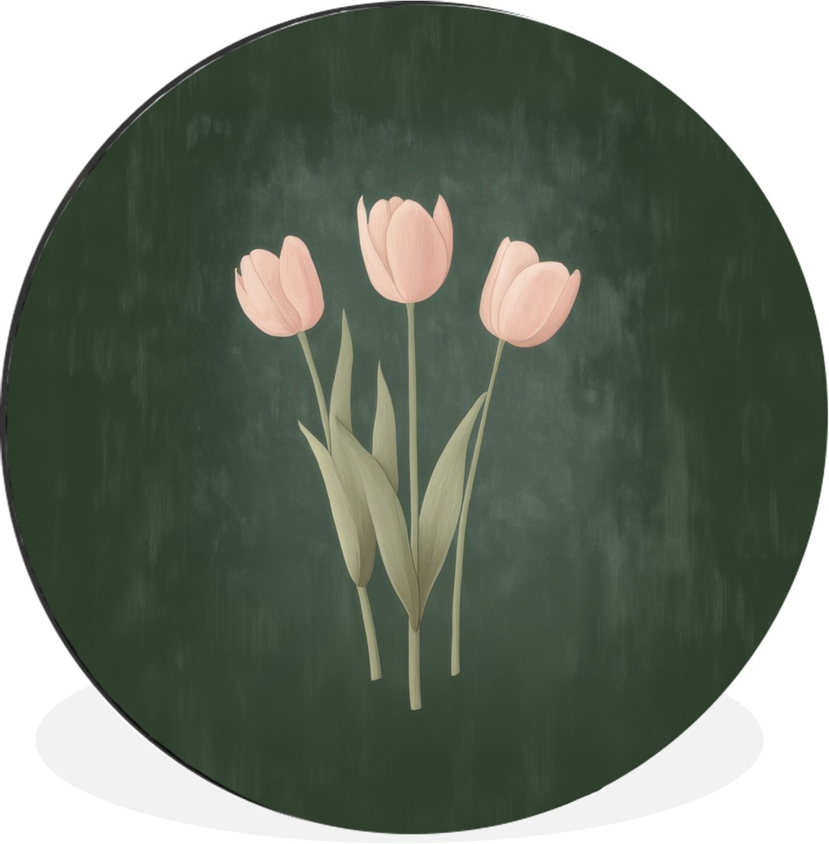 WallCircle Wandcirkel - Muurcirkel - Tulpen - Liefde - Donkergroen - Aluminium - Dibond - 120x120 cm - Binnen en Buiten