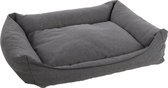Panier orthopédique gris foncé pour chien avec texture, sur fond blanc.