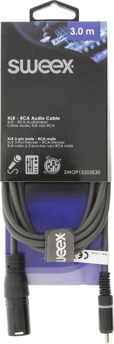 Sweex SWOP15205E30 Xlr Mono Kabel Xlr 3-pins Male - Rca Male 3.0 M Donkergrijs