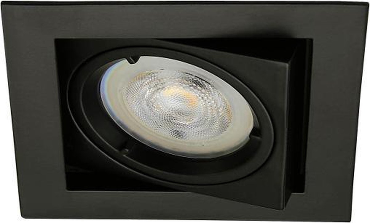 Warmglow inbouwspot Valentin -Vierkant Zwart -Philips Warm Glow -Dimbaar -3.7W -Philips LED