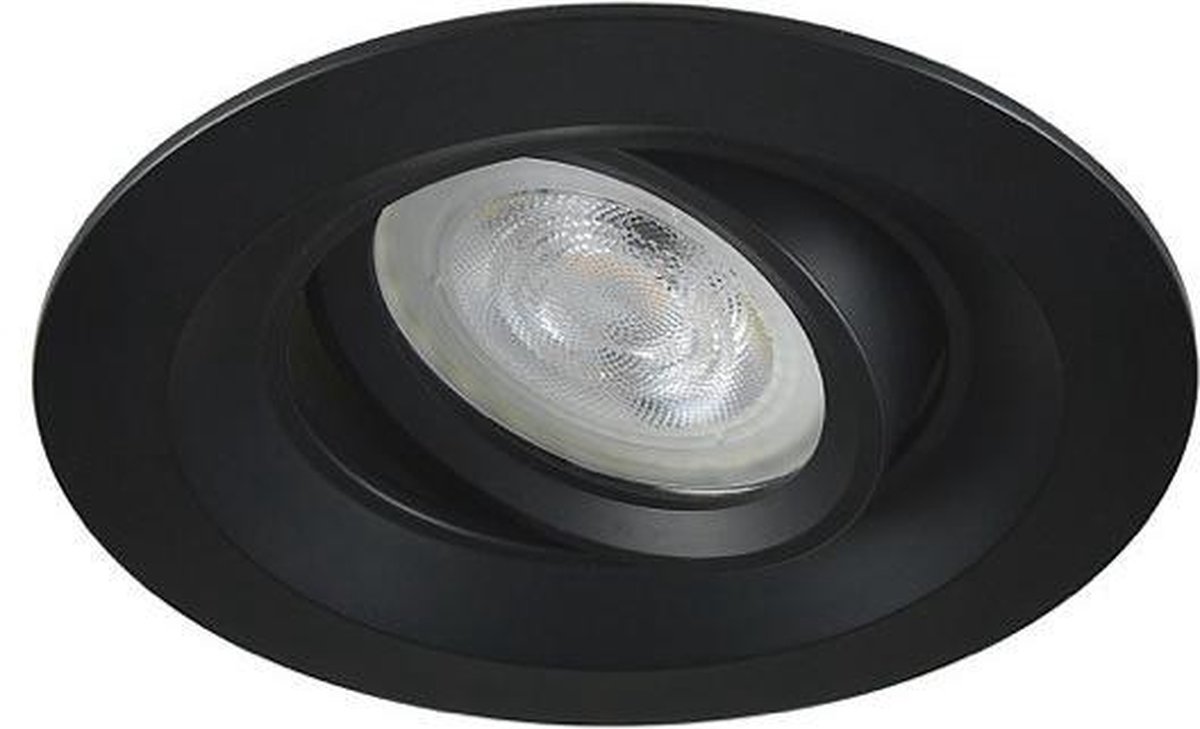LED inbouwspot Dan -Rond Zwart -Extra Warm Wit -Dimbaar -4W -Philips LED