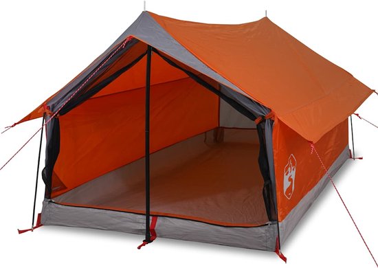vidaXL - Tent - 2-persoons - waterdicht - grijs - en - oranje