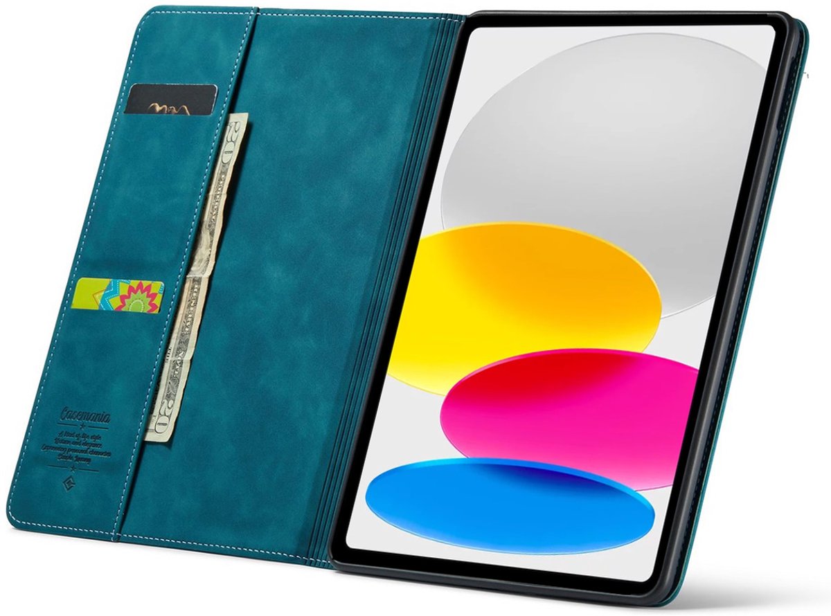 CaseMania Bookcase hoesje met Standaard geschikt voor iPad 11 (2025) en iPad 10.9 (2022) - Effen Groen - Kunstleer