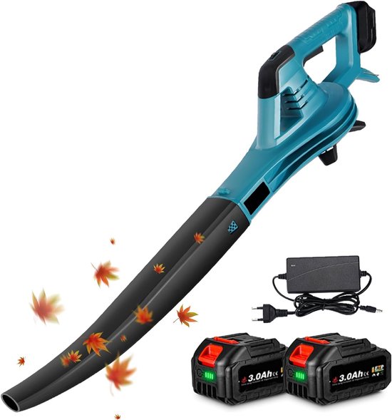 Bladblazer - Accu Bladblazer - Electrisch - 20V - Inc. 2 x 3.0 Ah Accu & Oplader - Luchtsnelheid 350 km/u - 6 Snelheidsniveaus - voor Terrassen - Gazononderhoud - Blauw