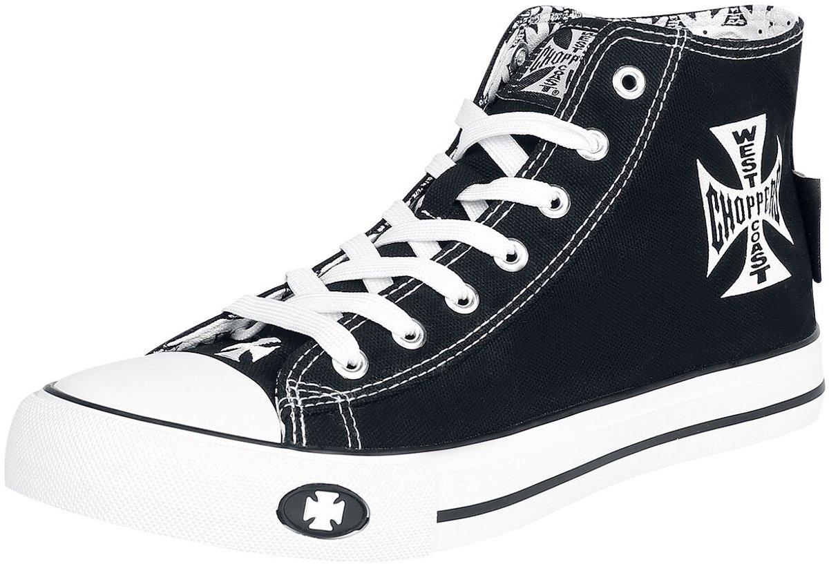 West Coast Choppers Iron Cross Hoge sneakers zwart-wit Textiel -