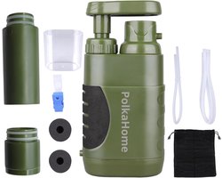 PolkaHome® Waterfilter Survival Filtert 10000L - Waterfilter Outdoor - Waterzuiveringsapparaat - Waterzuivering Outdoor - Survival Kit, water filter, Waterfilterkannen, Waterfilters noodpakket ( INCLUSIEF RESERVE VERVANGINGSFILTER) Filtert 10000L