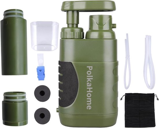 PolkaHome draagbaar survivalfilter 10000L reservefilter inbegrepen