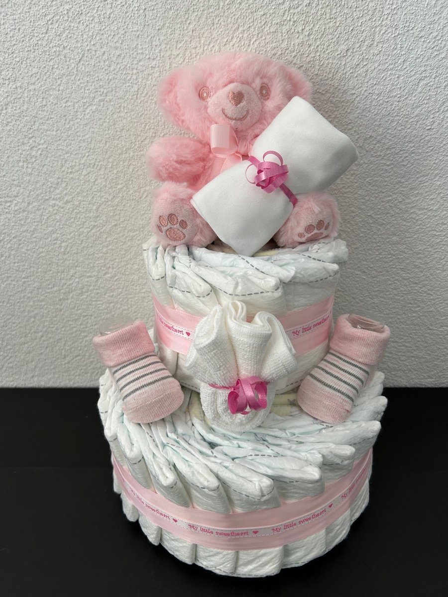 2-Laags Luiertaart Beertje Roze SoftTouch