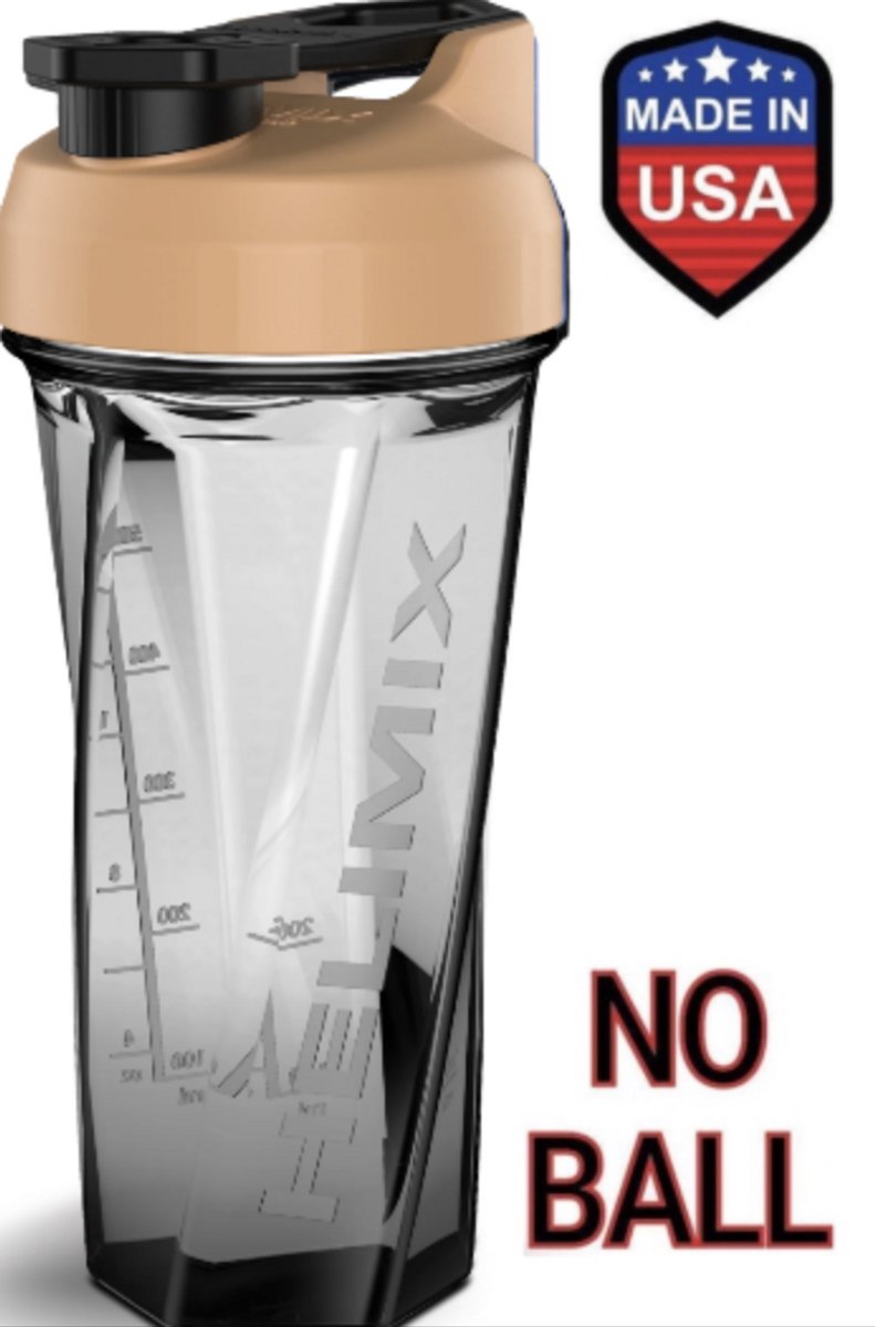 HELIMIX Shake Beker - 828 ML Eiwitshaker - Fitness Sport Shake Smoothie Beker Fles Bidon - ZONDER Bal- Kleur Creamsicle - Doorzichtig