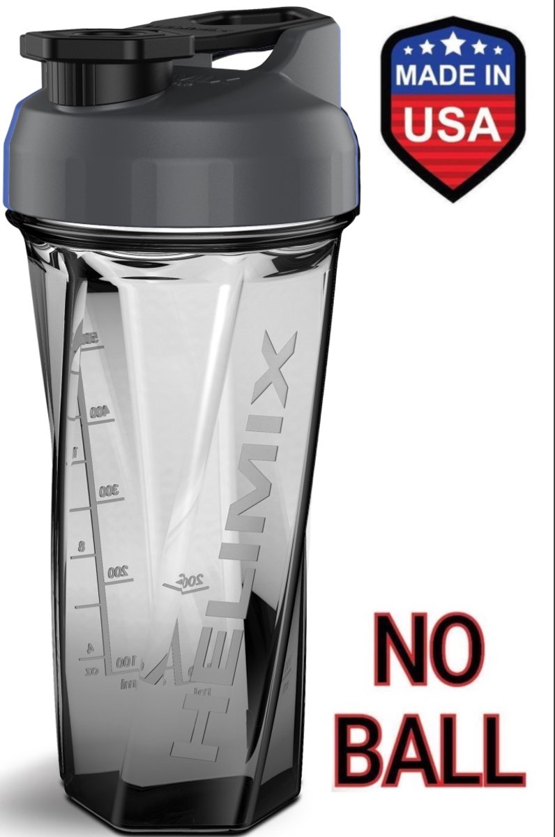 HELIMIX Shake Beker - 828 ML Eiwitshaker - Fitness Sport Shake Smoothie Beker Fles Bidon - ZONDER Bal- Kleur Graphite - Doorzichtig