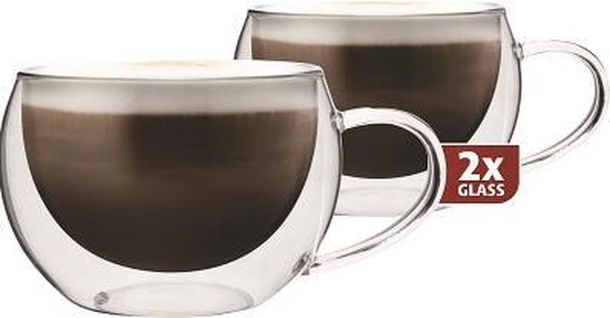 Bol.com Maxxo Capuccinoglazen - Dubbelwandig - 2 stuks aanbieding