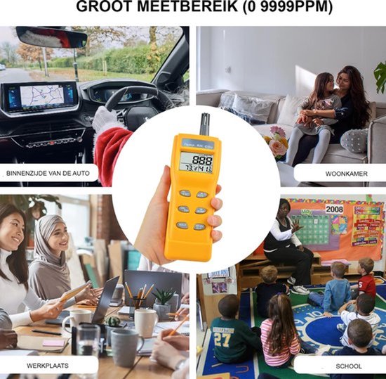 Professionele Gele CO2 Meter Binnen