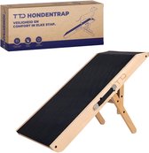 TTD® Hondentrap en Hondenloopplank Opvouwbaar - Hondentrapje voor Honden - Voor Grote en Kleine Honden - Antislip - Met Landingsplatform - Instelbaar 18 tot 53 cm - Voor Bed en Bank - Berkenhout - Met Draaghandvat