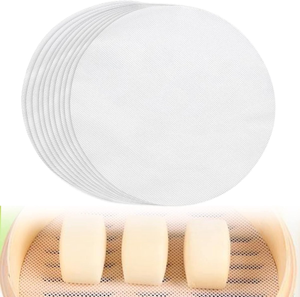 Siliconen Stomer Mat 10 Stuks - Ronde Antiaanbak Stoompads van 28 Cm voor Herbruikbaar Koken en Fruit Drogen