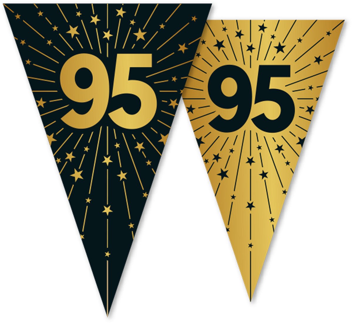 2x Vlaggenlijn 95 jaar zwart / goud 10 meter 2 zijdig bedrukt - Verjaardag Feestje Vlag Vlaggen Versiering Slinger Feestdecoratie Decoratie