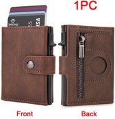 Luxe Carbon Fiber Herenportemonnee met Airtag Tracker, Mini Credit Card Houder, Slim Minimalistische Portefeuille, Stijlvolle Koffiekleur voor Stijlbewuste Mannen