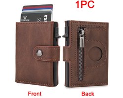 Luxe Carbon Fiber Herenportemonnee met Airtag Tracker, Mini Credit Card Houder, Slim Minimalistische Portefeuille, Stijlvolle Koffiekleur voor Stijlbewuste Mannen