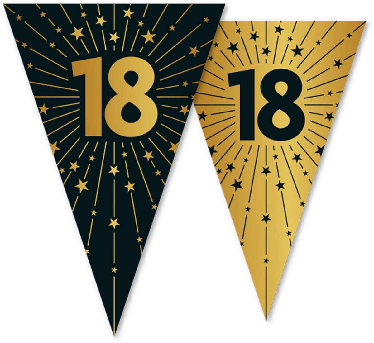 3x Vlaggenlijn 18 jaar zwart / goud 10 meter 2 zijdig bedrukt - Verjaardag Feestje Vlag Vlaggen Versiering Slinger Feestdecoratie Decoratie