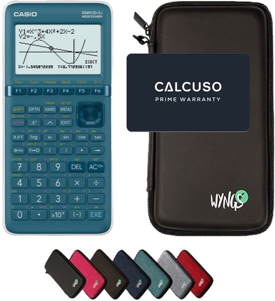 Casio Graph 25+E II incl. WYNGS Beschermhoes Zwart - Grafische Rekenmachine - Basis Pakket