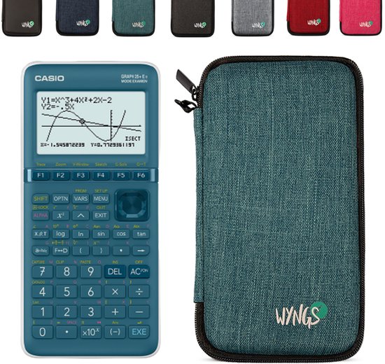 Casio Graph 25+E II incl. WYNGS Beschermhoes Turkoois - Grafische Rekenmachine - Basis Pakket