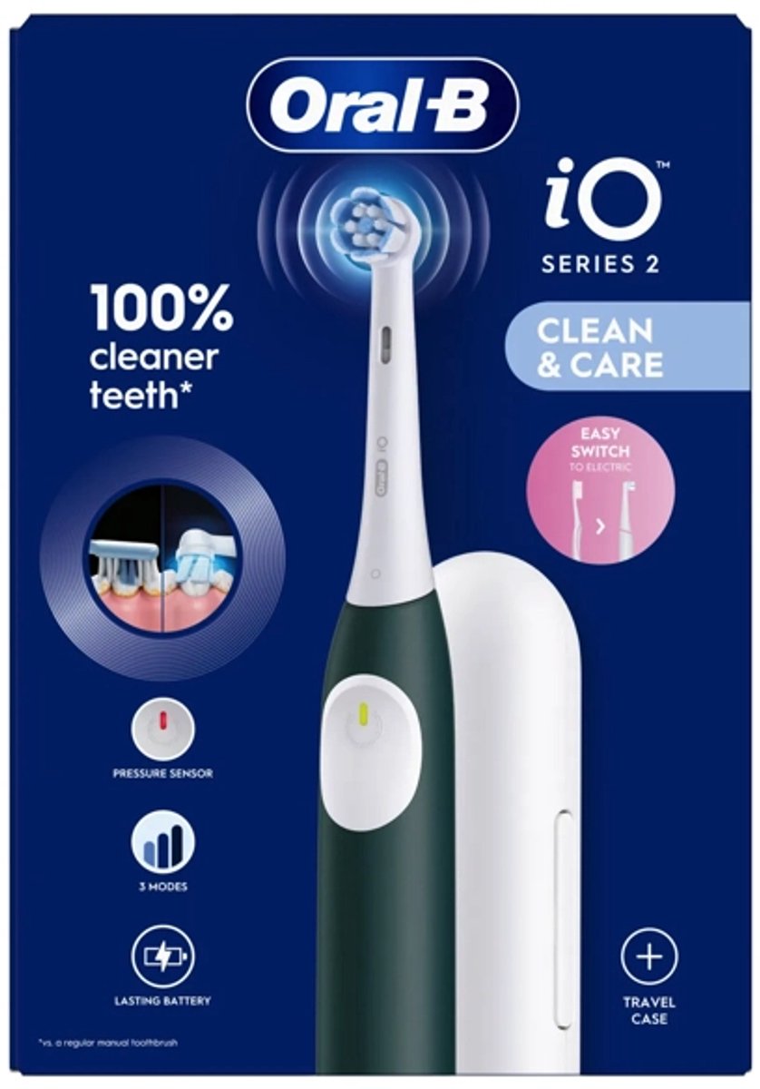 Oral-B iO series 2 Clean & Care Elektrische Tandenborstel Groen met Reisetui
