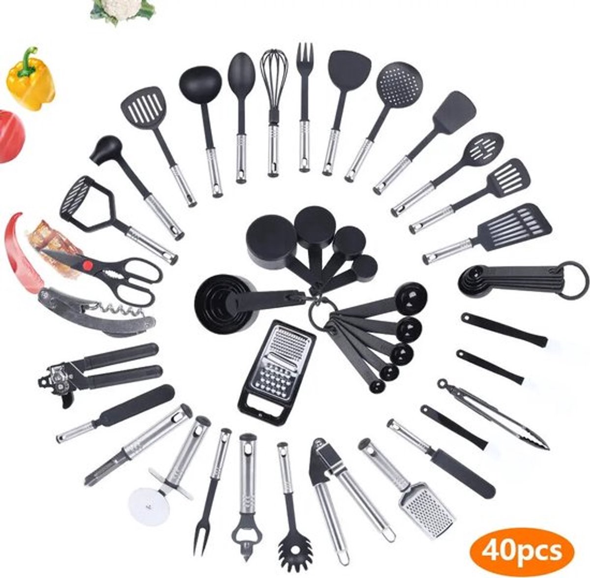 Gran VidaÂ® - 40-delige Keukengerei Set - Non-Stick Nylon - Veelzijdig Gebruik
