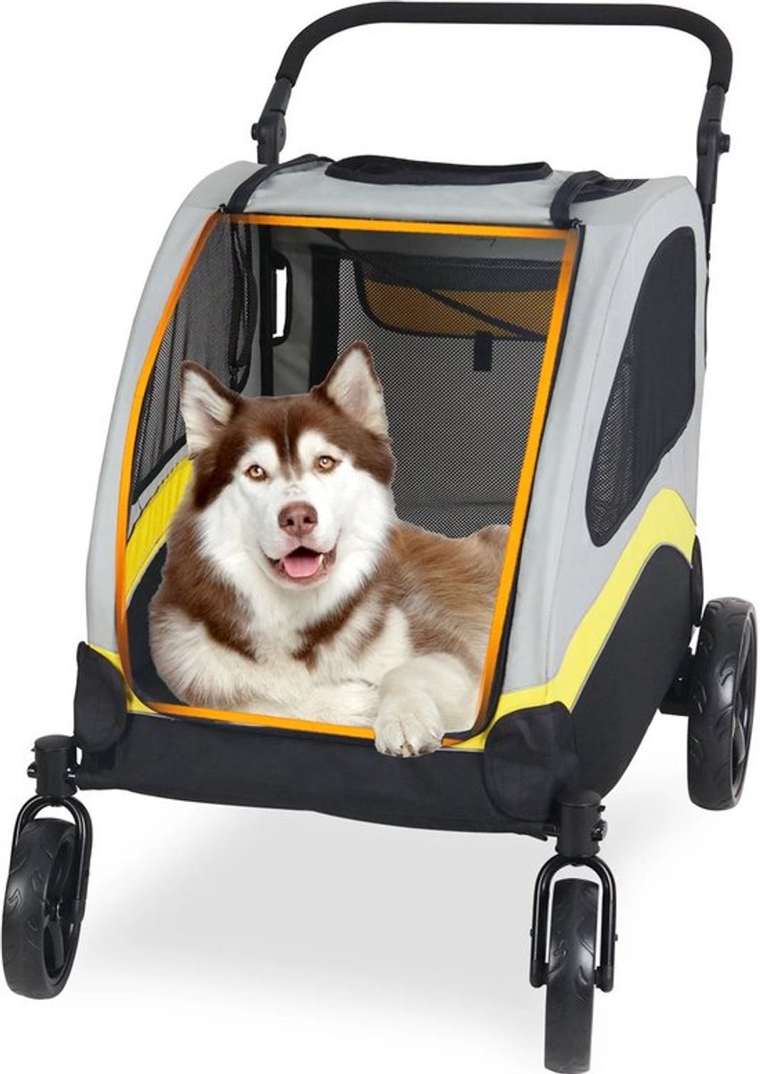 Gran VidaÂ® - Hondenbuggy voor Alle Terreinen - Lichtgewicht & Opvouwbaar - Geschikt voor Middel & Grote Honden - Comfortabel - Zwart/Grijs