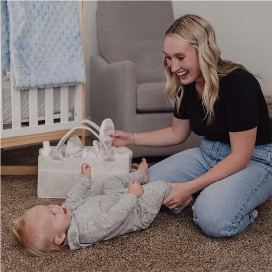 Love & Lullabies Luiermand-Organizer, stijlvolle gewatteerde babyverschoningsmand - Essentials voor pasgeborenen - Caddy Organizer voor mama to be (saliegroen