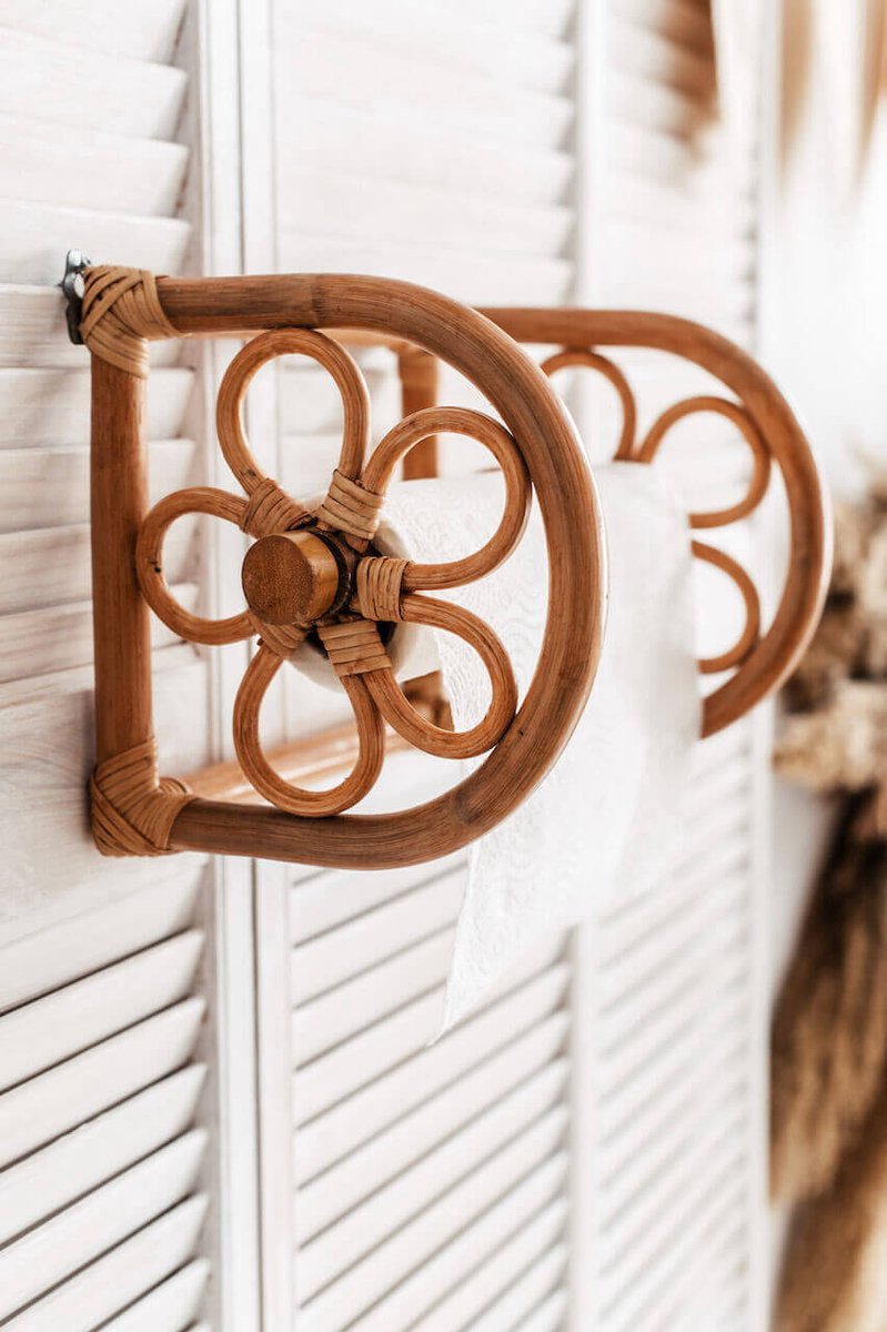Monnarita Franky - Rieten Handdoekhouder - Natuurlijke Materialen - Handgemaakt - Boho Stijl