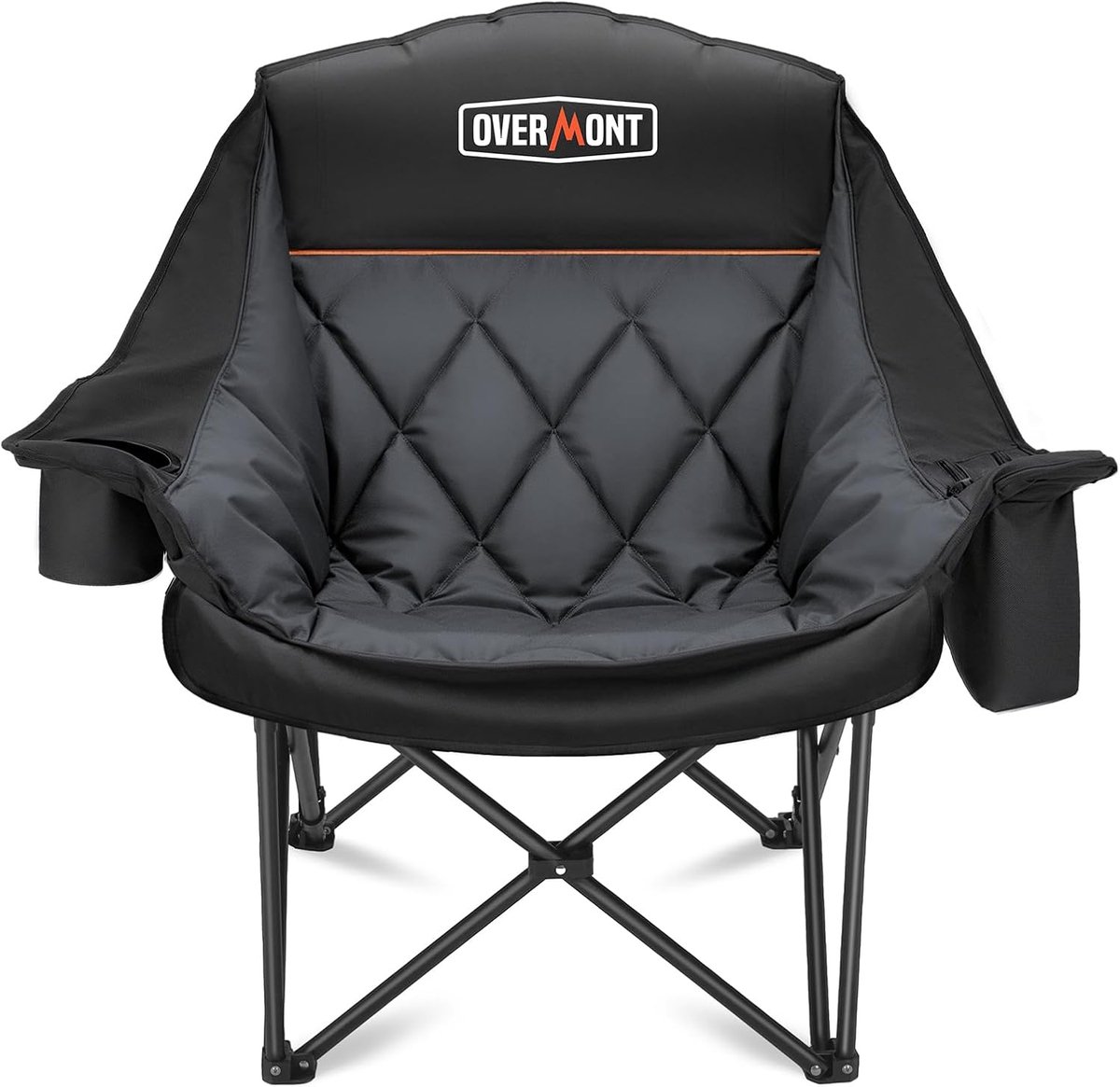 Oversized XL Campingstoel voor Volwassenen - Gewatteerde Opvouwbare Stoel met Versterkte Steun en Bekerhouder