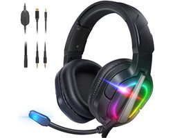 StayPowered RGB Gaming Headset - Ultiem Geluid voor Top Gamers - Ergonomisch Ontwerp - Ruisonderdrukkende Microfoon - Brede Compatibiliteit - Gemakkelijke Bediening - RGB Verlichting - Zwart - Levering Sneller dan Aangegeven!