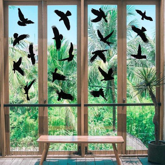 Classicseali 9 vellen raamstickers om vogels af te schrikken, zwarte