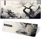 Zen Design XXL Muismat 90x40 – Japans Landschap – Anti-slip – Bureau Onderlegger