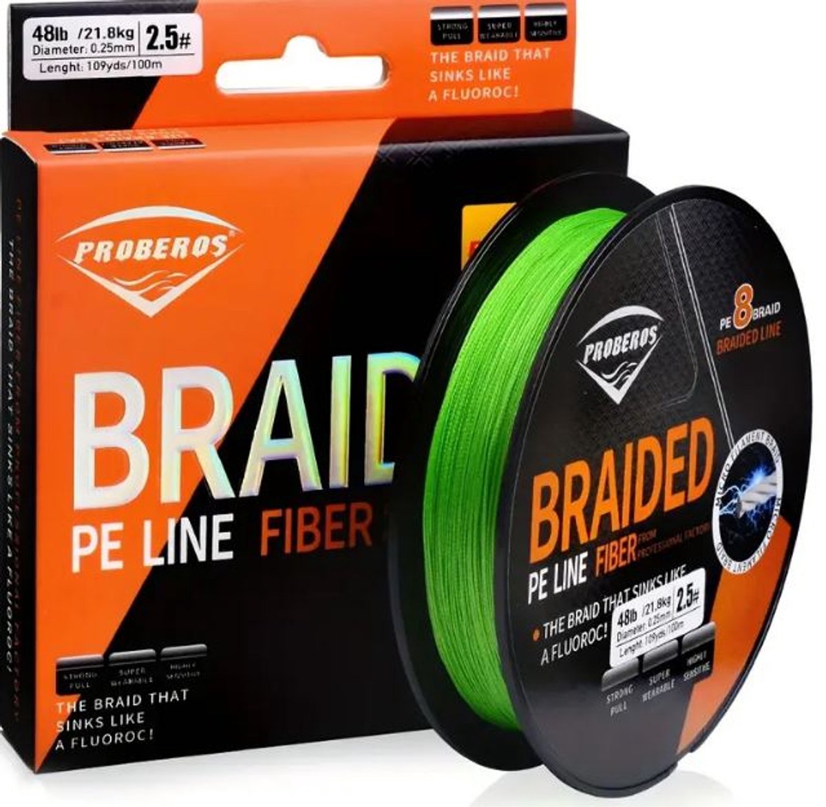 Proberos Gevlochten lijn 35lb/15.9kg/0.25mm