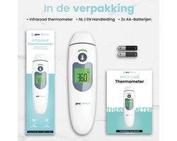 Pro Firmo Infrarood Thermometer – Snelle & Contactloze Digitale Thermometer voor Baby, Kind & Volwassene – Voorhoofdthermometer met Kleurindicator & Geluid – Incl. Batterijen & Opbergzakje