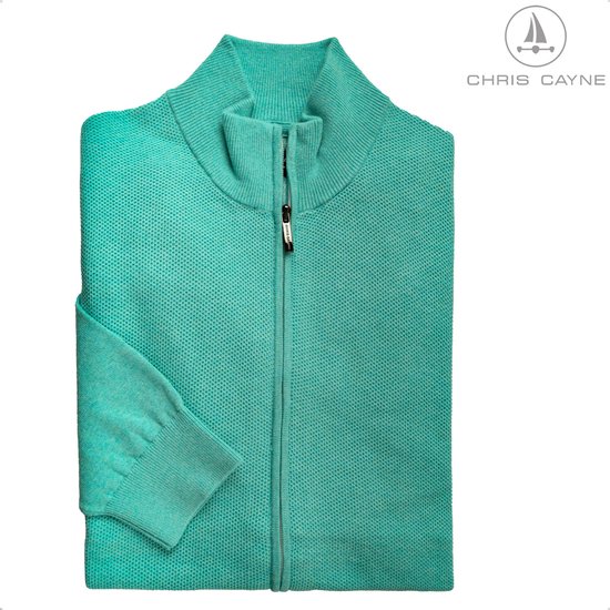 Gilet homme Chris Cayne - taille XL - couleur verte - mélange - manches longues - poches latérales - structure - coupe ample - avec stretch - Katoen - tricoté