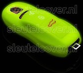 Autosleutel Hoesje geschikt voor Porsche - SleutelCover - Silicone Autosleutel Cover - Sleutelhoesje Glow in the dark / Lichtgevend