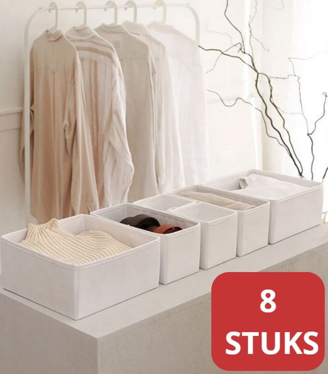KAYSLUS - Kleding kast organizer - 8 stuks -lade organizer set - opbergmand - kledingkast - WIT