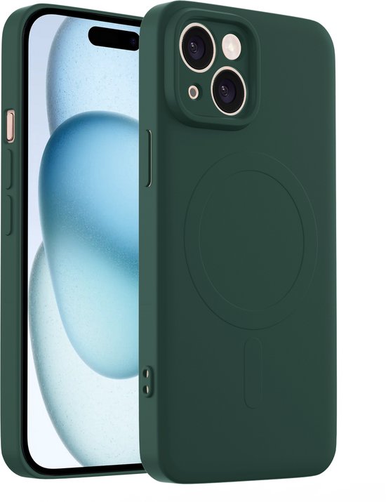 ShieldCase siliconen back cover met magneet geschikt voor iPhone 13 hoesje - TPU / siliconen backcover - telefoonhoesje speciaal voor magnetische accessoires - hoesje met camera cover (donkergroen)