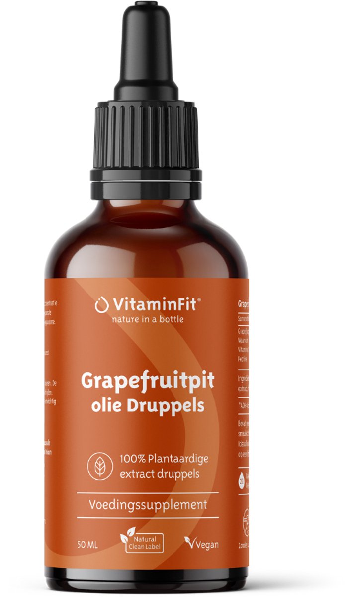 Goedkoopste VitaminFit Grapefruit Pit Olie Druppels - 100 Natuurlijk & Plantaardig - 50 ML - Natuurlijke Antibiotica