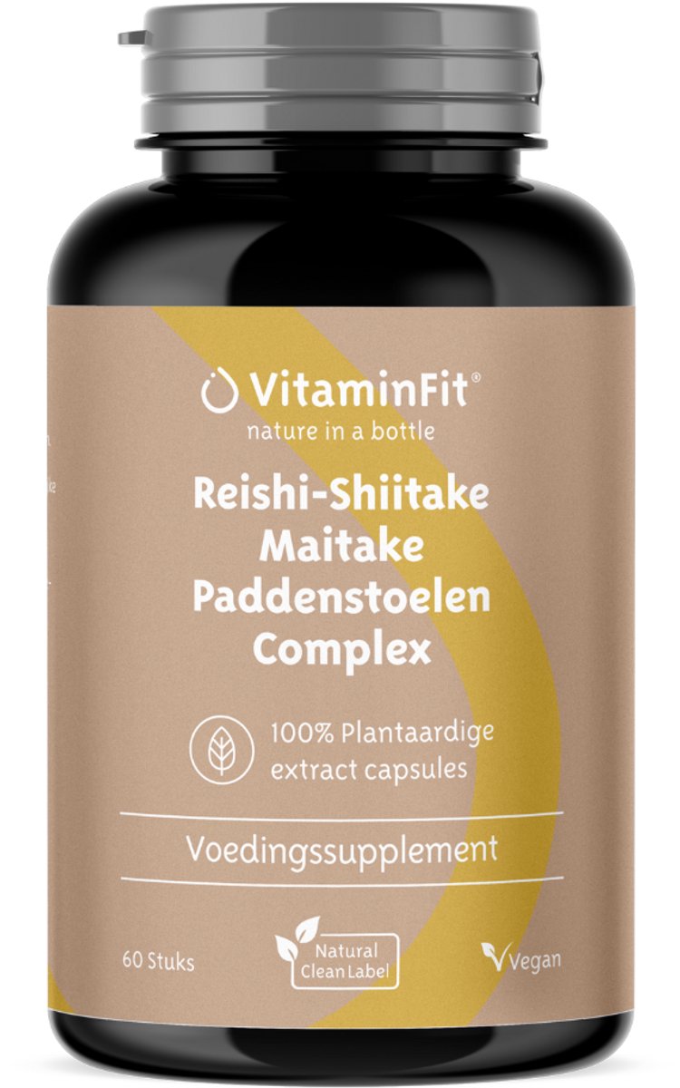 Goedkoopste VitaminFit Reishi & Shiitake & Maitake Paddenstoelen Complex Capsules - 100 Natuurlijk & Plantaardig - 60 Capsules