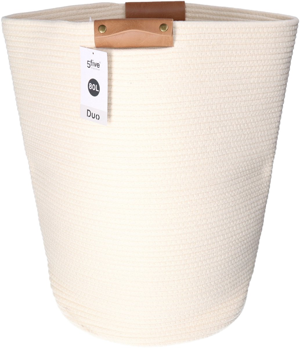 5Five Wasmand Emperor - beige - 80 liter - polyester gevlochten - 44 x 56 cm
