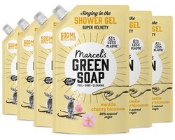 Marcel's Green Soap Douchegel Navulling - Vanille & Kersenbloesem - 6 x 500ml