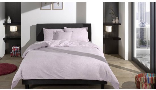 Zohome Dekbedovertrek Lino - Effen Bedlinnen - 240x220 - Paars - Dekbedhoes van 100% Katoen van Zohome — afbeelding 3