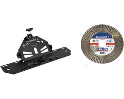 Set ,Tegels in verstekzagen, SLIDER-45 voor haakse slijper 115-125mm + 125 diamantschijf mm 2IN1 slijpen en snijden, keramische tegels PRO GRES 1A1